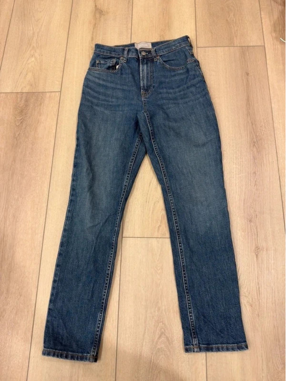Everlane High-Rise Straight Leg Jeans Medium Wash Classic Denim